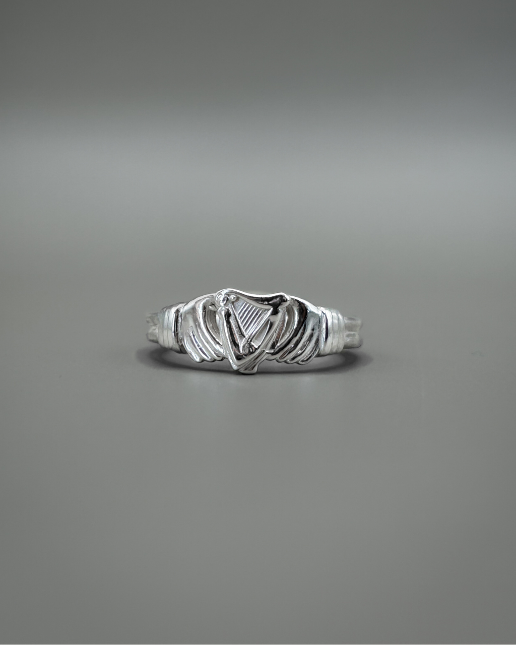 Fenian Harp Claddagh Ring - Sterling Silver