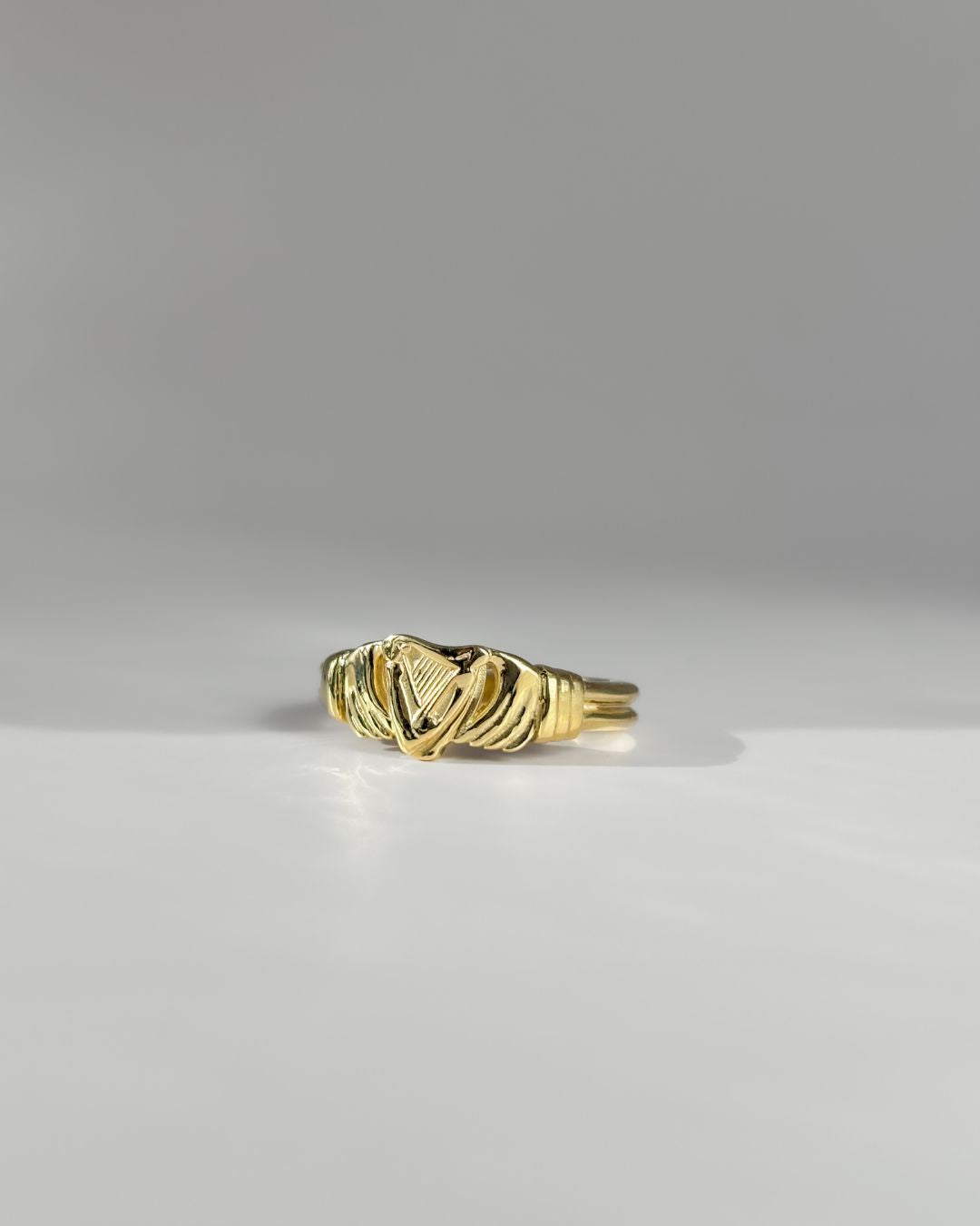 Fenian Harp Claddagh Ring – 9ct Yellow Gold